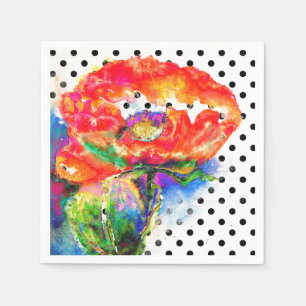 Elegante abstracte rode florale waterverf polka do servetten