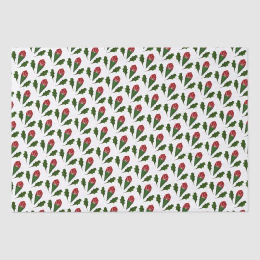 Elegante Abstracte rode rozen & bladeren bloemmoti Tissuepapier (Voorkant)