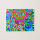 Elegante abstracte roze blauwe bloementuin legpuzzel (Horizontaal)