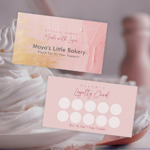 Elegante Abstracte Roze Goud Backerij Loyaliteit Visitekaartje