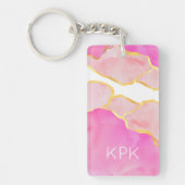Elegante Abstracte Roze Goud Wit Moderne INITIALEN Sleutelhanger (Voorkant)