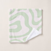 Elegante Abstracte Sage Green Marble Wavy Stripe Bad Handdoek (Wasdoekje)