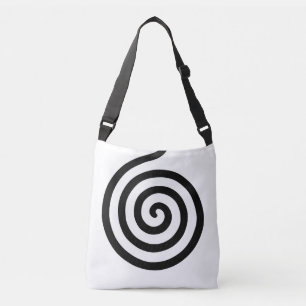 Elegante abstracte spiraalcirkel in zwart en wit C Crossbody Tas