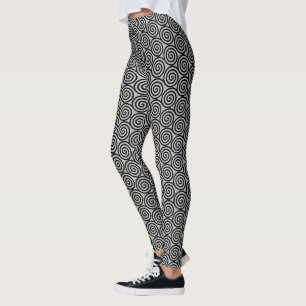 Elegante abstracte spiraalvormige cirkels op grijs leggings