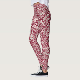 Elegante abstracte spiraalvormige cirkels op maroo leggings
