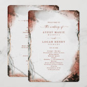 Elegante Abstracte verbrande Oranje huwelijkscerem Programma (Voorkant / Achterkant)