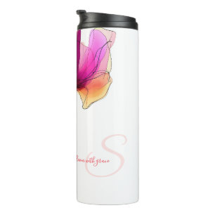 Elegante Abstracte Waterverf Bloemstuk Aangepast Thermosbeker