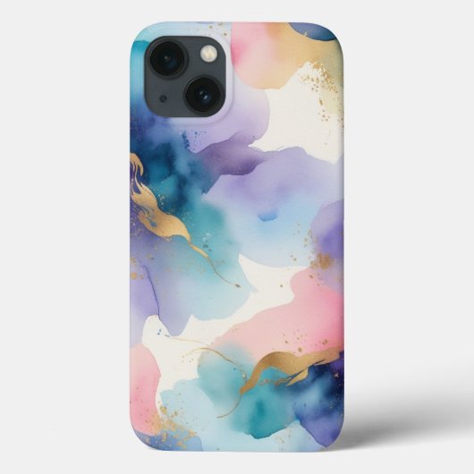 Elegante Abstracte Waterverf iPhone Case (Achterkant)