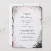 Elegante Abstracte Waterverf licht Paarse bruiloft Kaart (Voorkant)