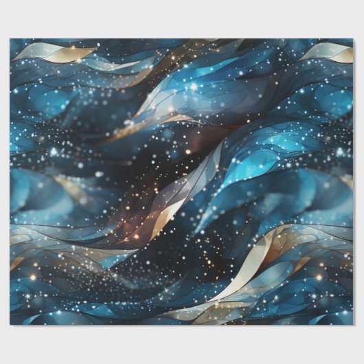 Elegante Abstracte Winter Navy Glitter Cadeaupapier (Vlak)