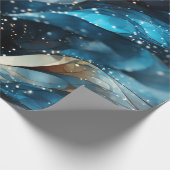 Elegante Abstracte Winter Navy Glitter Cadeaupapier (Hoek)