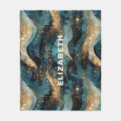 Elegante Abstracte Winter Navy Gold Glitter Fleece Deken (Voorkant)