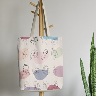 Elegante Abstracte Woman Line Art Canvas tas