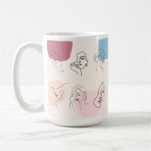 Elegante Abstracte Woman Line Art Mok