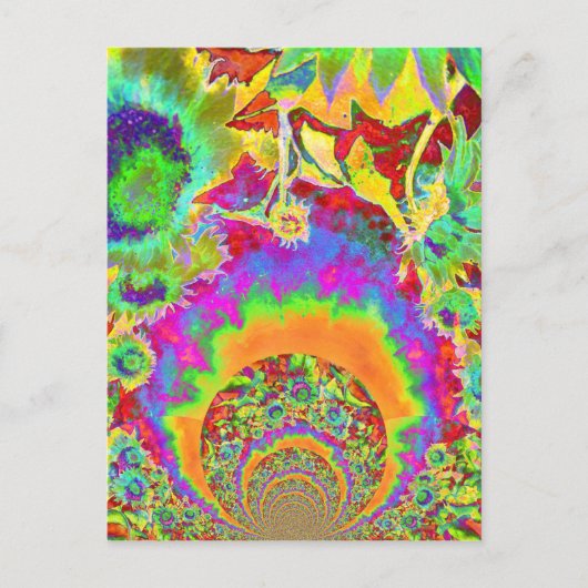 Elegante abstracte zonnebloem waterverf bloemen briefkaart (Voorkant)