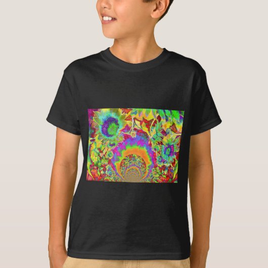 Elegante abstracte zonnebloemen t-shirt (Voorkant)