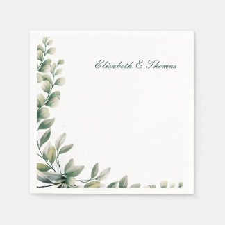 Elegante achtergrond eucalyptusbladeren bruiloft servet