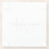Elegante achternaam monogram | Wit & Grijs Glazen Onderzetter (Achterkant)