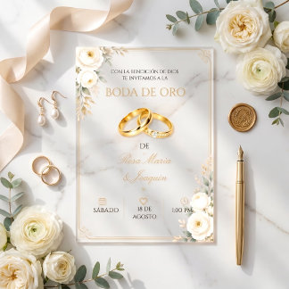 Elegante acryl uitnodiging voor 50ste gouden bruil uitnodigingen