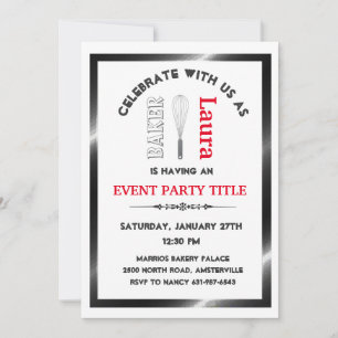 Elegante Adult Baker Bakery Party Custom Invitatio Kaart