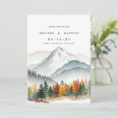 Elegante afdrukbare berg save the date (Staand voorkant)