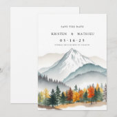 Elegante afdrukbare berg save the date (Voorkant / Achterkant)