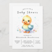 Elegante afdrukbare eend baby shower kaart (Voorkant / Achterkant)