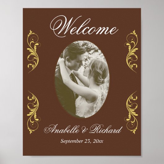 Élégante affiche d'Affiche de bienvenue de mariage (Devant)