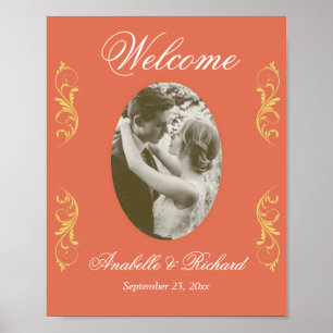 Élégante affiche d'Affiche de bienvenue de mariage