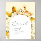 Élégante affiche de bar à limonade à arche florale (Devant)