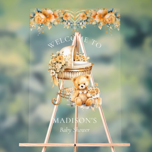 Elégante Affiche de bienvenue Baby shower Beige &  (Neutre)