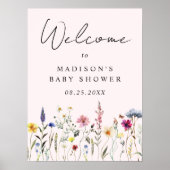 Élégante Affiche de bienvenue de Baby shower rose (Devant)