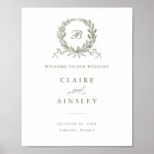 Élégante Affiche de bienvenue de couronne de chêne (Devant)