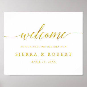 Elégante Affiche de bienvenue de mariage avec Faux