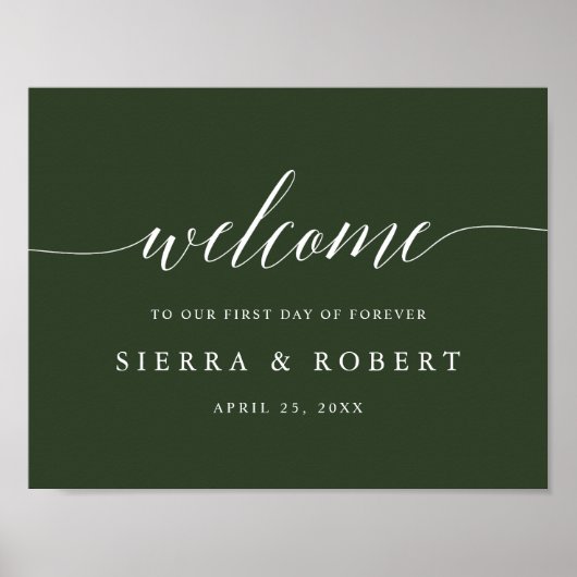 Elégante Affiche de bienvenue de mariage avec scri (Devant)