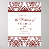 Elégante Affiche de bienvenue de Mariage damassé B (Devant)