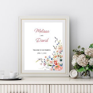 Élégante Affiche de Bienvenue de Mariage Florale