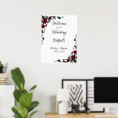 Élégante Affiche de bienvenue de Rose rouge (Bureau à domicile)