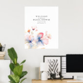 Elégante Affiche de bienvenue des fleurs d'aquarel (Bureau à domicile)
