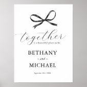 Élégante Affiche de bienvenue Mariage Black Bow (Devant)
