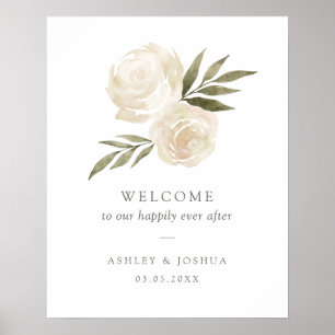 Élégante Affiche de bienvenue Mariage blanche