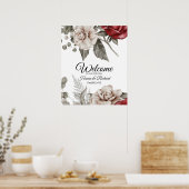 Elégante Affiche de bienvenue Mariage bordeaux et  (Cuisine)