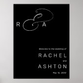 Élégante Affiche de bienvenue Mariage de monogramm (Devant)