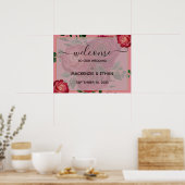 Élégante Affiche de bienvenue Mariage de Roses rou (Cuisine)