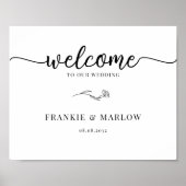 Élégante Affiche de bienvenue Mariage de script (Devant)
