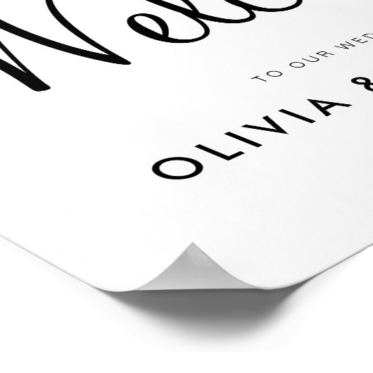 Élégante Affiche de bienvenue Mariage de script (Coin)