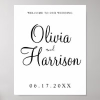 Élégante Affiche de bienvenue Mariage de script