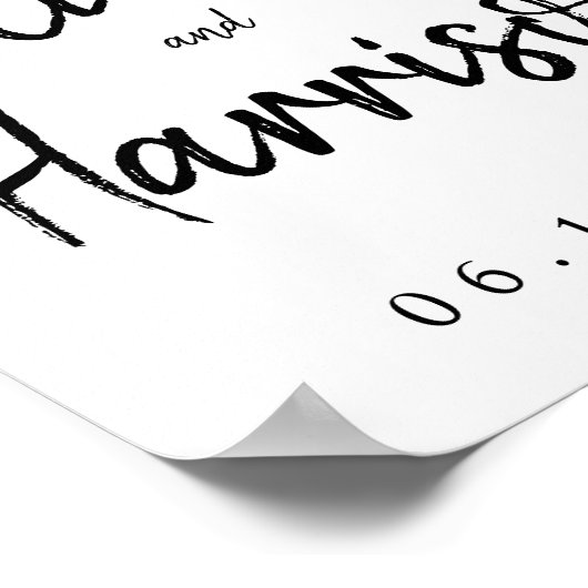 Élégante Affiche de bienvenue Mariage de script (Coin)