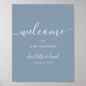 Élégante Affiche de bienvenue Mariage de script bl (Devant)