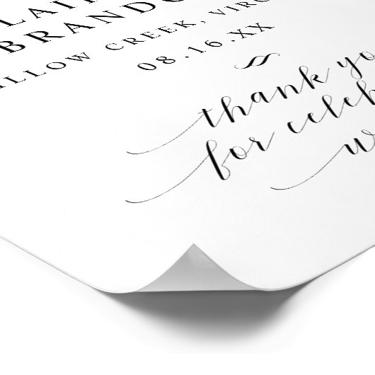 Élégante Affiche de bienvenue Mariage de script de (Coin)